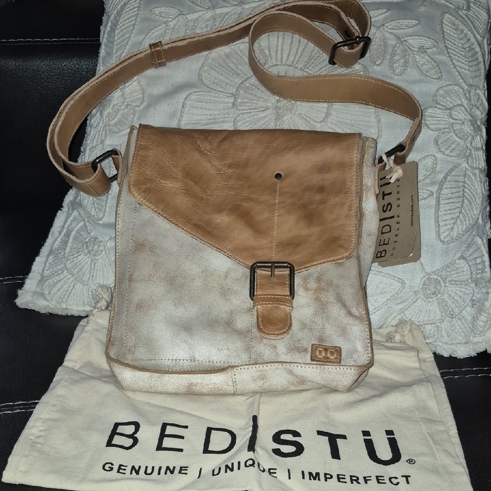 BED|STU Tan and Cream Leather Crossbody Bag - Reposh.